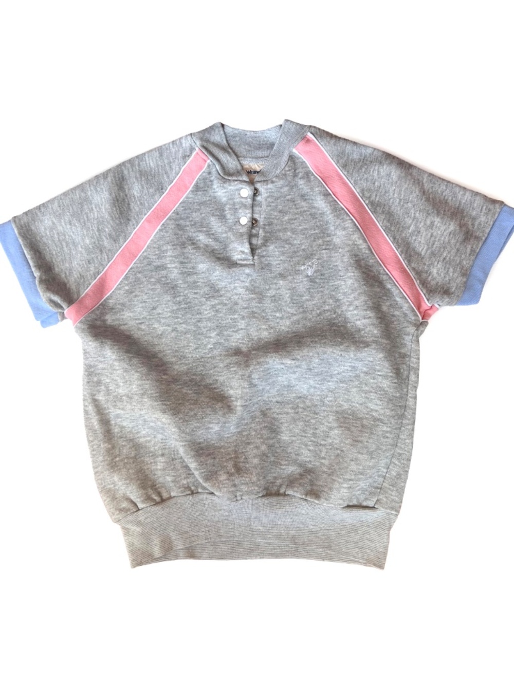 Vintage 1980s WRANGLER Short Sleeve Pullover Sweatshirt Gray and Pastels